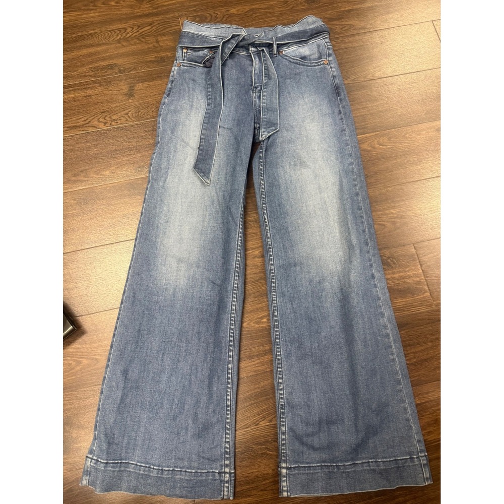 Shyanne Women's Size 32 Regular Wide-Leg Jeans Medium Wash Tie Waist Western